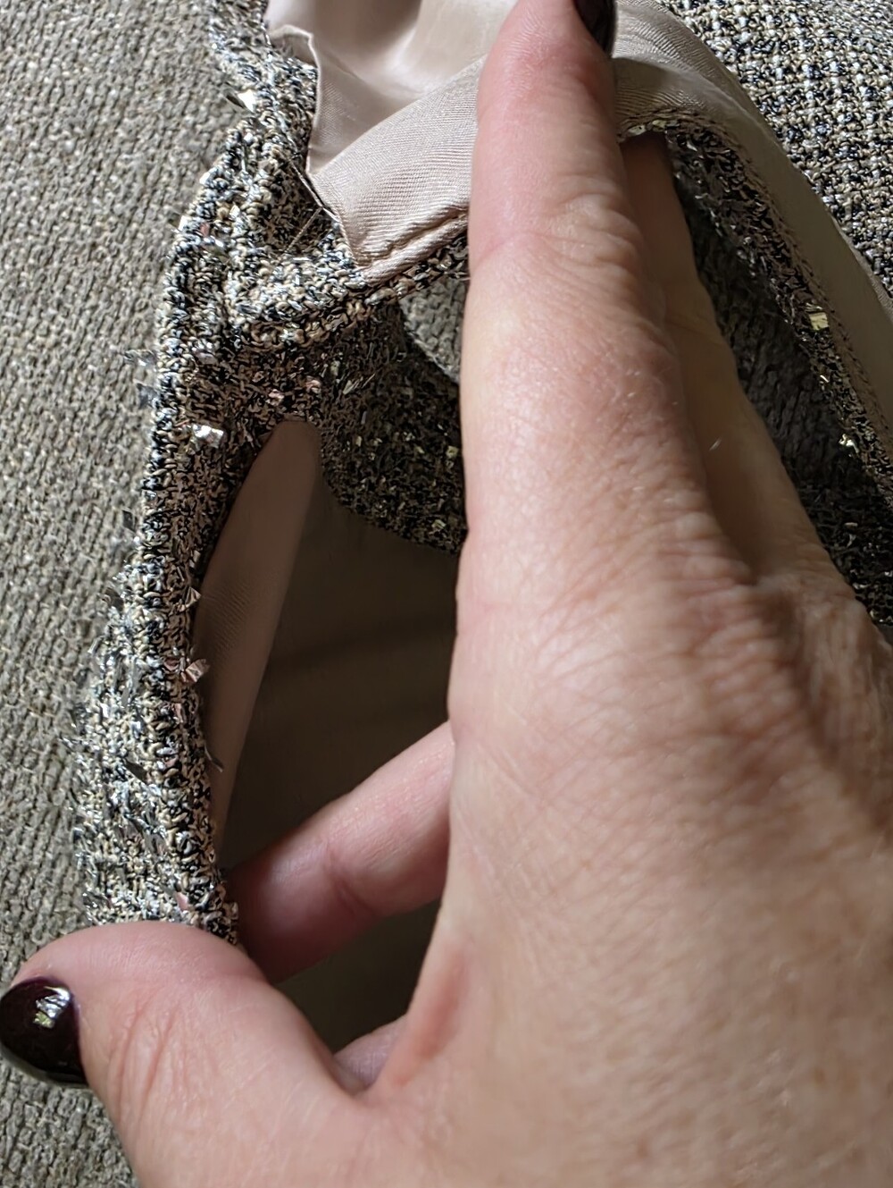 Banana Republic Coleta Tinsel Tweed Blazer Tan Ivory - Picture 7 of 8